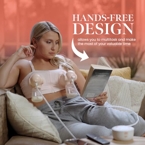 ANNABELLA Hands Free Pumping Bra: Adjustable and Detachable with Central Zip Panel Nude3
