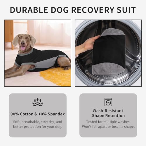 Image of Dog Surgery Recovery Suit,Dog Recovery Suit After Surgery for Female Spay Male Neuter,Soft Anti Licking Recovery Suit for Dogs,Dog Onesie for Abdominal Wounds,Black,S