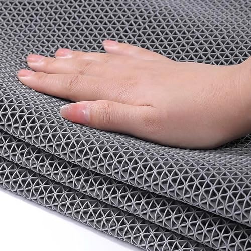 Tapis de sol antidérapant salle de bain cuisine douche PVC gris 90x80cm