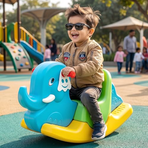 Image of Toyzone 2 in 1 Rocking Elephant Ride On | Baby Rocker with Comfortable Seat & Back Support | Durable Child-Safe Design | Smooth Rocking Base | Indoor Play Toy | 1-4 Years
