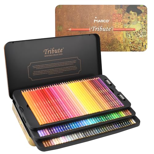 MARCO - Matite a Olio per Pittura per Adulti, Set di 120 Colori, Matite in Legno in Scatola d'Acciaio, Adatte per Appassionati d'Arte e Pittori Professionisti