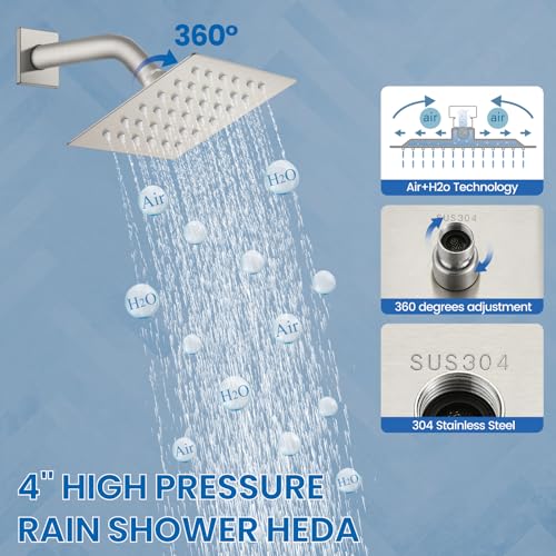 Airuida Shower Faucet Set,4 Inch Shower Valve Kit,Brushed Nickel by Airuida - Used condition - Image 7