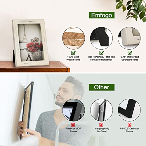 Emfogo 4X6 Picture Frame, Pack Of 2 Photo Frame With Real Glass, Solid Wood Rustic Picture Frames 4X6 Display For Wall Decor (Vintage White) #TOP1