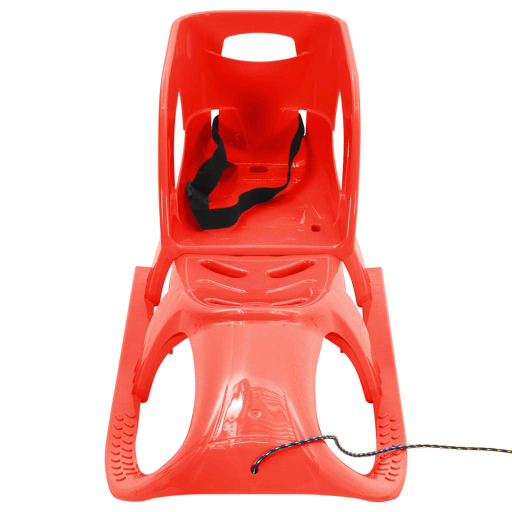 Schlitten mit Lehne und Zugseil, Kinder Rodel aus robustem Polypropylen, Schneeschlitten mit Stahlkufen, 102,5x40x23 cm, Blau