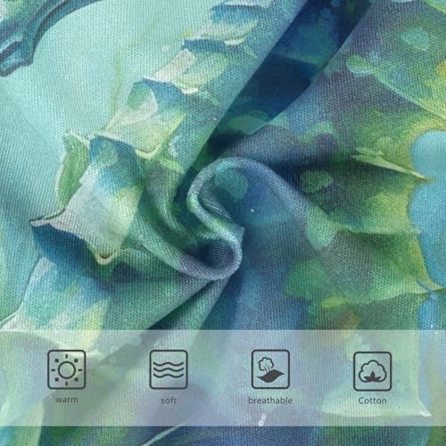 Floral Seahorse Teal Blue Toddler Girls Panties, Girls' Cotton Brief Underwear, 2T–8 Years3