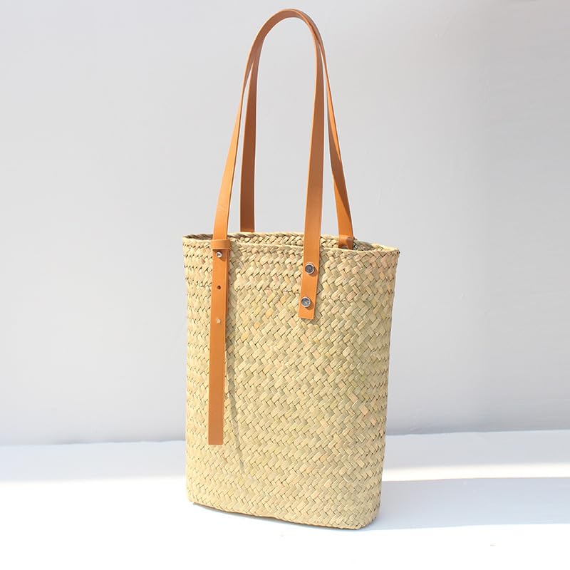 1pc primary color Weave Bag，7.67 * 3.34 * 10.23inch， Adorable Grass Style, Trendy， Versatile Must Have in Handbags Wallets2