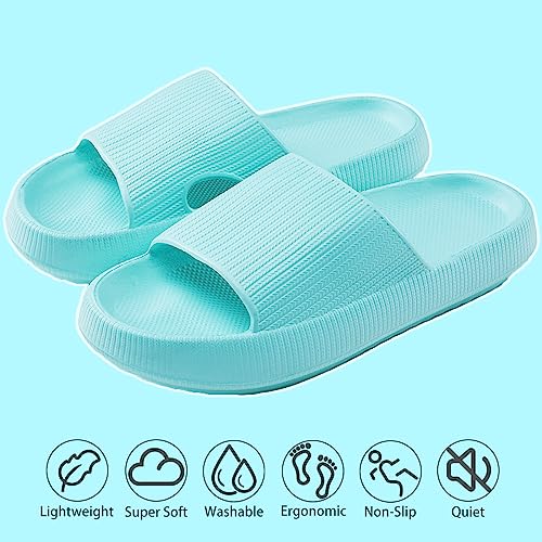 Image of rosyclo Cloud Slippers for Women and Men, Pillow House Slippers Shower Shoes Indoor Slides Bathroom Sandals, Ultimate Comfort, Lightweight, Thick Sole, Non-Slip, Easy to Clean