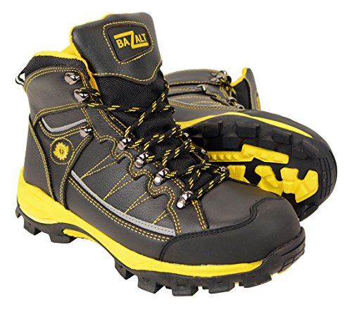 Image of Bazalt MBM9122 Men's Lace-Up Black with Yellow Water and Frost Proof Leather Outdoor Boots, 7