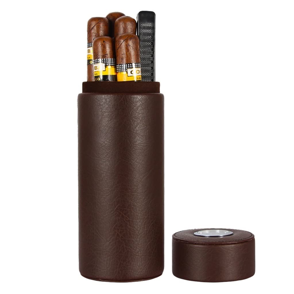 Scatola per sigari Humidor Porta sigari Portatile Humidor da Viaggio Tubo per sigari con igrometro Porta sigari Contiene 3-5 sigari Uomo 20,8X7,7 cm