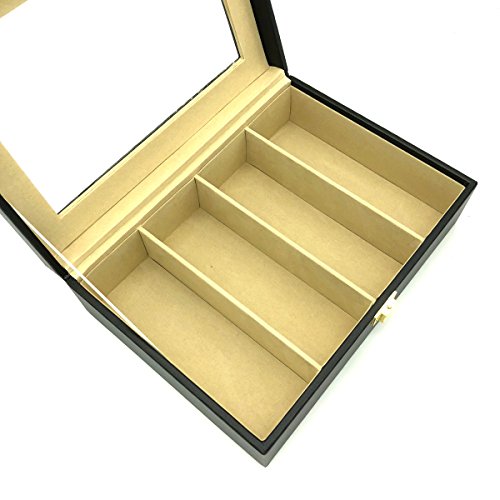 UnionPlus Travel 4-Slot Eyeglass Sunglass Glasses Organizer Collector - Faux Leather Storage Case Box (Black - 4 Slots)