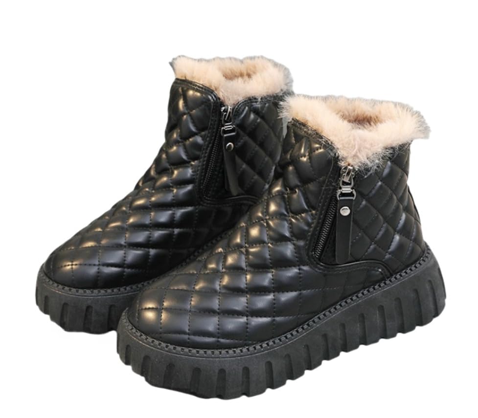 Womens Warm Fur Lined Winter Snow Boots Waterproof Ankle Boots Outdoor Booties Comfortable Shoes for Women