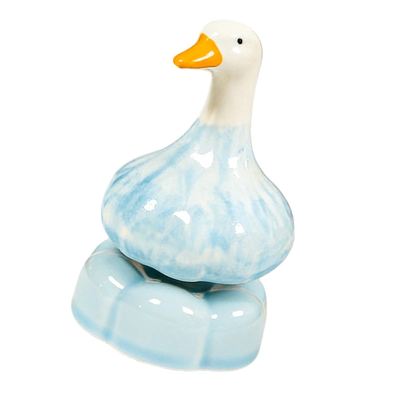 ZEPFJHE Garlic Ducks Statues Ceramic Rotating Ducks Figurines Animal Sculptures Ornament Fidgety Toy for Home Decors Housewarming Gifts Garlic Statues