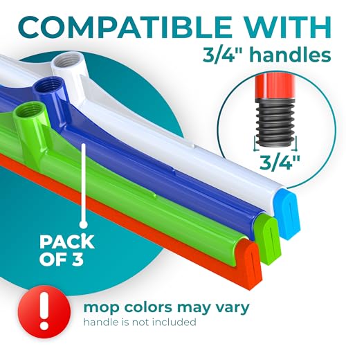 Image of HeloMor 16 Inch Floor Squeegee Head 3 Pack, Foam Squeegee Broom for Garage, Patio, Deck, Tile, Shower and Concrete Floors, Handle Not Included
