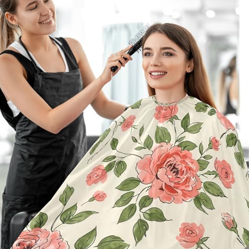 Capa para barbero impermeable con flores pintadas a mano, 55 x 65 pulgadas miniatura 7