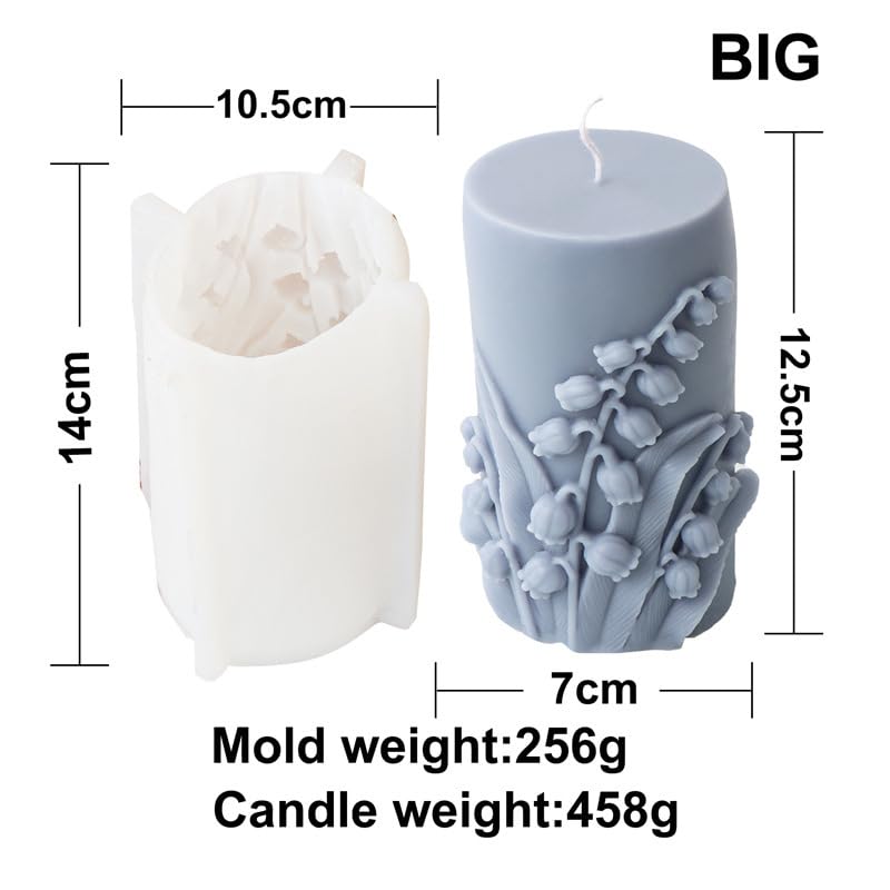 Moldes para Velas, Lily Cilíndrico Vela Molde de Silicona Flor Bola Cilindro Jabón Resina Yeso Fabricación Molde Chocolate Hornear Set Decoración del Hogar Regalos Velas 3D(Cylinder L)