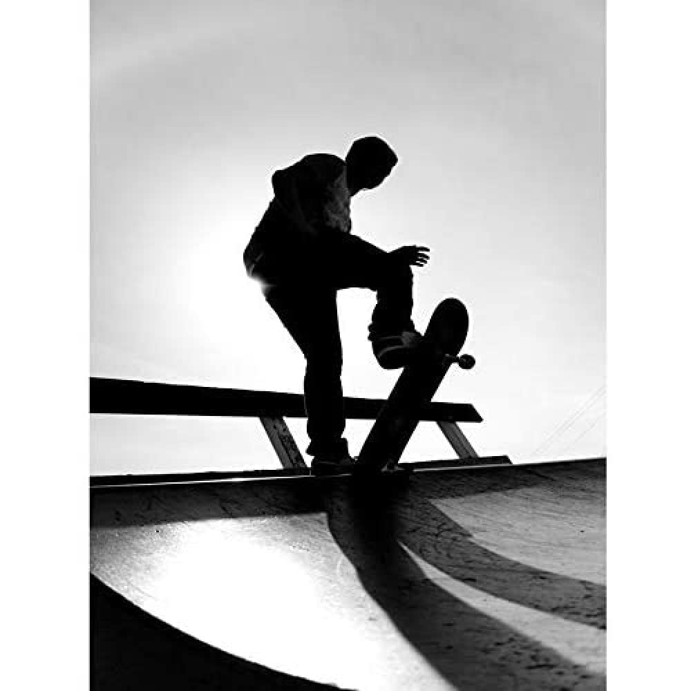 Wee Blue Coo Skateboarding Skater Ramp Silhouette Unframed Art Print Poster Wall Decor 12X16 Inch