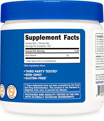Image of Nutricost Beta Alanine Powder 300 Grams (10.7oz) - 3 Grams Per Serving (Pack of 2)