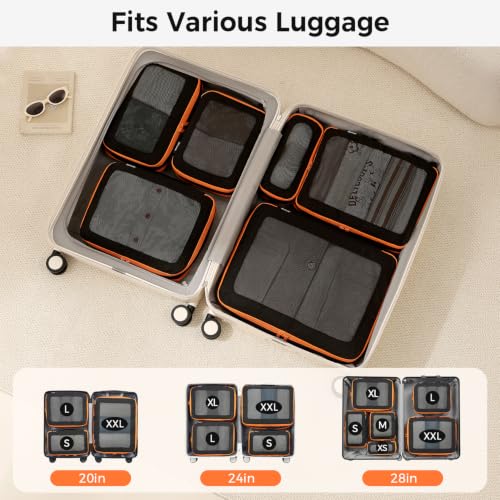 Image of BAGAIL Durable Compression Packing Cubes for Travel, 6 Set-Jet Black