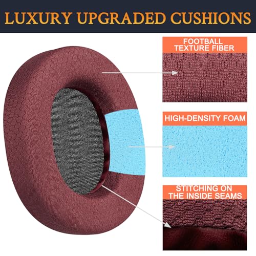 Image of SOULWIT Earpads Replacement for SteelSeries Arctis 1 /3 /5 /Arctis 7 /7+ /7P /7P+ /7X /7X+ /9 /9X /Pro /Prime(Do Not Fit Any Arctis Nova) Headset, Ear Pads Cushions with High-Density Foam (Arctis MF Burgundy) | Also for Arctis 7 /7+ /7P /7X, Arctis Pro, Arctis 9 /9X, Arctis 5 /3 /1, Arctis Prime - Ear Pads Cushions Replacement