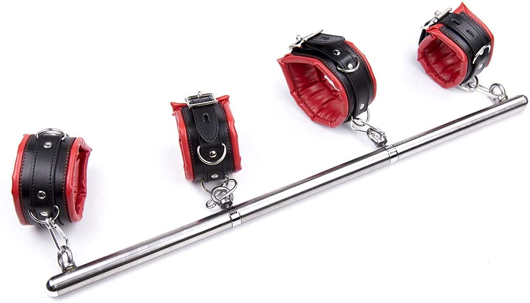 BDSM Menottes de bondage pour mains et pieds avec barre d’écartement réglable
