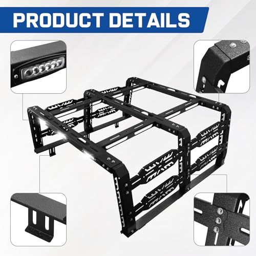 Image of 22 inch High Overland Truck Bed Rack Compatible with Jeep Gladiator JT