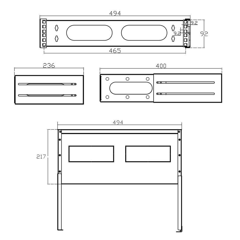 InLine Rack de 19" para Montaje en Pared, 2U, 24-40 cm de Profundidad, con Cubierta, Color Negro