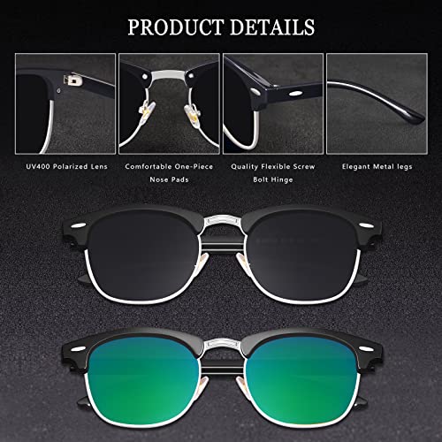 Image of Classic Semi Rimless Polarized Sunglasses for Men Women Half Frame Retro Driving Sun Glasses NP1006