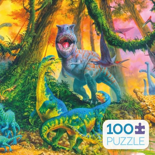 Ceaco - Dinosaur Jungle - Rompecabezas de 100 Piezas para Niños | Hecho en USA con Cartón Reciclado, Tamaño Final 11 x 15 pulgadas miniatura 2