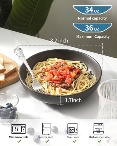 Tikooere PASTA BOWLS 34 Oz Large Salad Bowls Set Of 4, Ceramic Serving Bowls For Ramen, Pasta thumb #1