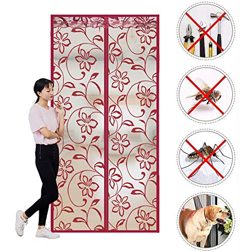 Mosquitera Puerta Magnetica Con Heavy Duty Cortina Mosquitera Magnética,nuevo Diseño Mosquitera Puerta Para Perros Gatos Mascotas,anti Mosquitos Mosquitera Magnética Para Puerta T 90x220cm(35x87inch)