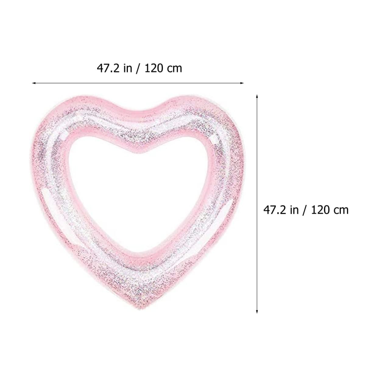 HANABASS Inflatable Heart Shaped Pool Float Glitter Swimming Ring for Beach Pool and Lake Fun Lightweight for Parties and Outdoor Water Activities