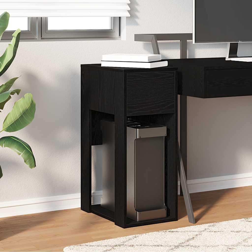 Computerschrank mit Schublade Schwarz aus Holzwerkstoff 30x44x74 cm, Stauraum für Computergehäuse, Kabel und Büroorganisation, ideal für Home Office und Arbeitszimmer
