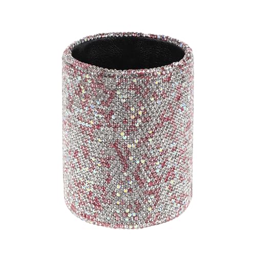 Porte-crayons maquillage rose pailleté facile à nettoyer pour table