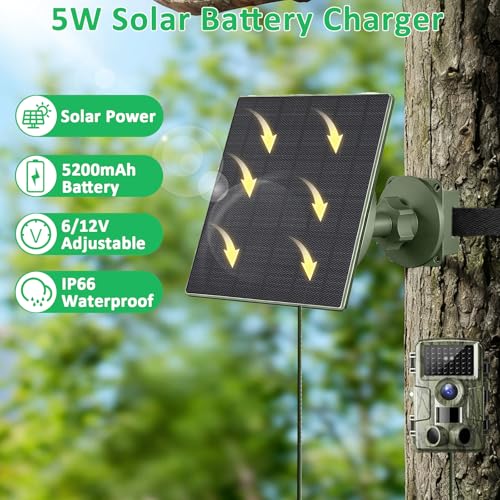 Image of FUTUREZEN 5W Solar Panel for Trail Cameras, DC & USB-C Solar Charger with 5200mAh Battery, 6V /12V Adjustable Output, IP66 Waterproof, 9.8ft Cable