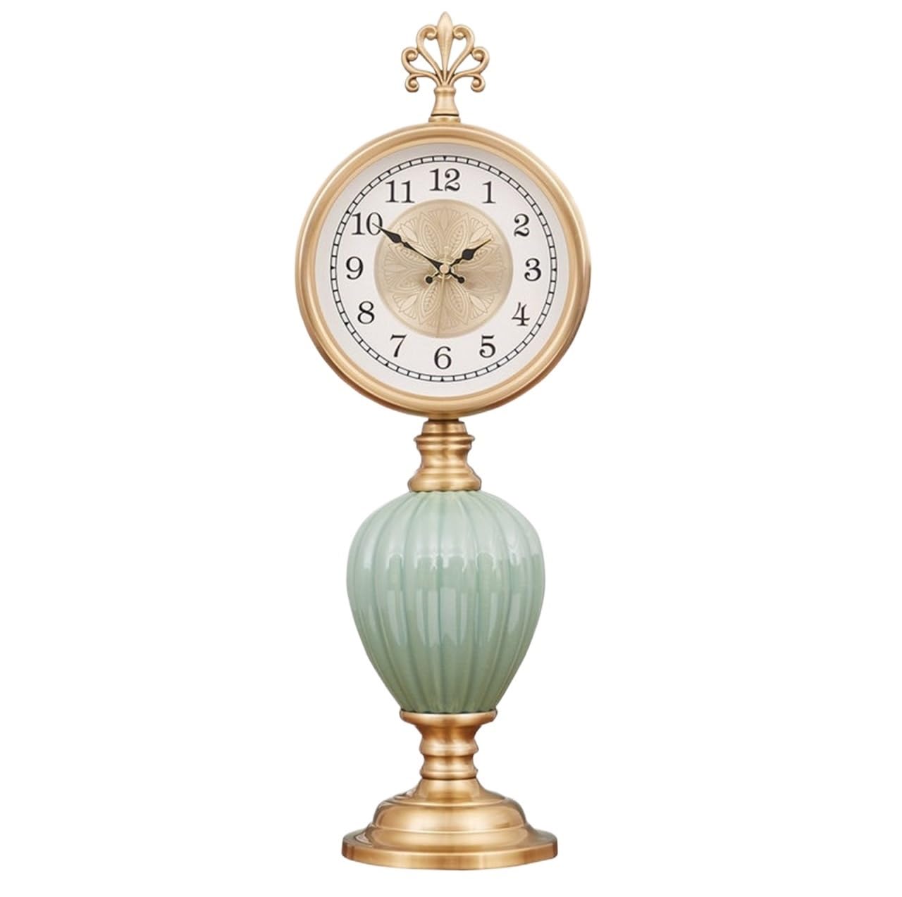 GFJHdfhE Mantel Clock | Classic Design European Retro Desk Clock Battery Operated Non-Ticking Table Clocks For Home Decorations Traditional Style(Grün)