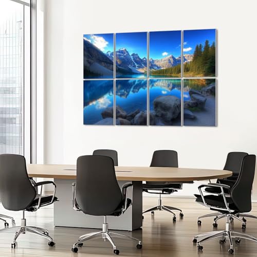 Paneles acústicos artísticos pack de 8, absorbentes de sonido, diseño Colorado Mountain Moraine Lake, 48"x32", autoadhesivos para estudios de grabación y oficina miniatura 7