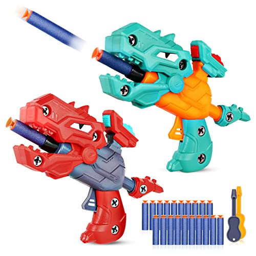 Dinosaur Blaster Toy Gun- Foam Dart Guns for Kids 3 4 5 6 7 8 Year Old-Shooting Games Toy Guns for Boy ,Girls-2 Pack Soft Bullet Toy Gun with 20 Foam Bullet
