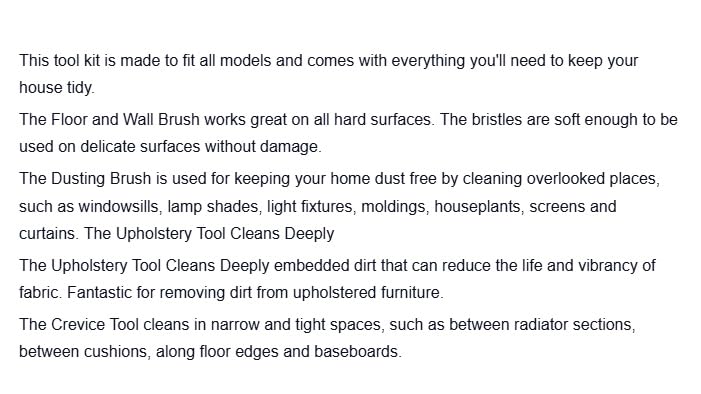 Replacement for Generic Rainbow Vacuum Tool Attachments Tools for Rainbow Vacuums OEM