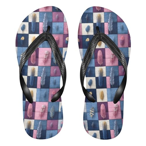 Flip Flop Sandals Aesthetic Feather Print for Women Men Beach Outdoor XS