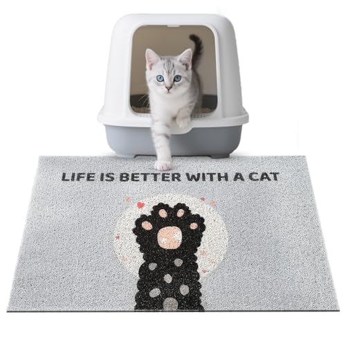 AVYDIIF Katzenklo Matte, 59x39cm mit rutschfester Unterseite Katzenstreu Matte, Urin- & wasserdichte Katzenmatte Katzenklo, leicht zu reinigen...