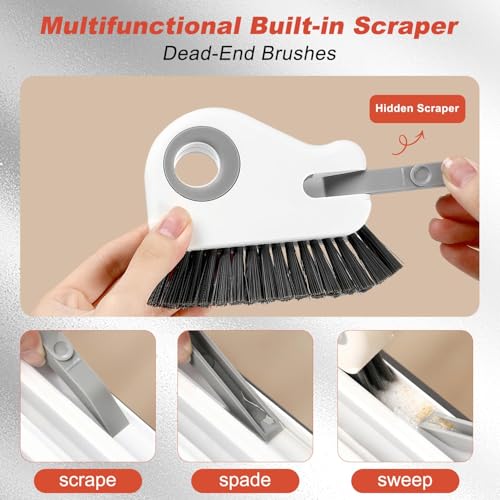 Image of 2 in 1 Groove Cleaning Brush Window Track Cleaning Tools - Crevice Cleaning Brush with Hard Bristle and Hidden Scraper for Sliding Door Track Window Seal - 2024 Multi Functional Cleaner