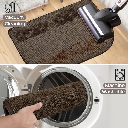 Image of Washable Runner Rug 24 inch x 96 inch Rectangular, Non Slip Absorbent Indoor Entryway Rug for Floor, Laundry, Hallway, Bedroom (Roll Packing)
