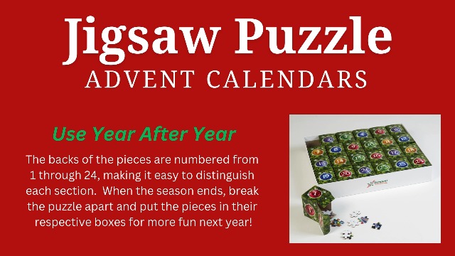 Calendrier De L'Avent Puzzle Vitrail 1000 Pièces Vermont Christmas - 24 Sections Pour Compter Les Jours Avant Noël