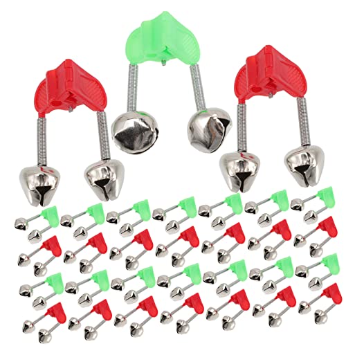 GANAZONO 50pcs Fishing Rod Alarm Bells Clips Stainless Steel Fishing Bite Alert Accessories Cycling and Pet Entertainment Color