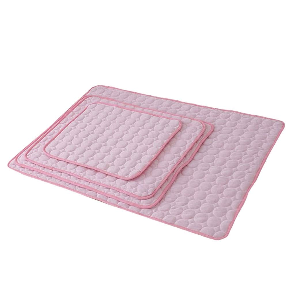 Cooling Mat for Dogs Cats,Comfortable Pet Cooling Mat,Chew-Resistant Non-Slip Cool Pad Reusable Absorbent Washable Cool Mats Bed for Summer, Pink,52 * 60cm