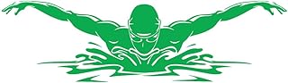 Pegatinas de pared de vinilo Nadador Piscina Deporte Acuático Atlético 25x87.1cm Personalización personalizada Verde