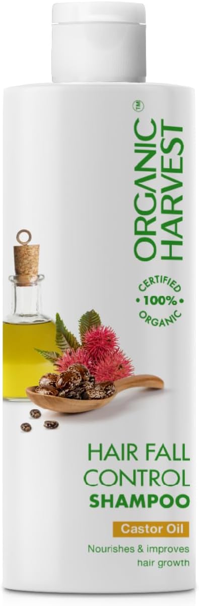 Organic Harvest Hairfall Control Shampoo, Organic shampoo, 100% American Certified Organic & Cruelty Free, PABA and Paraben free, Mineral Oil free and Animal Ingredient free-500ml