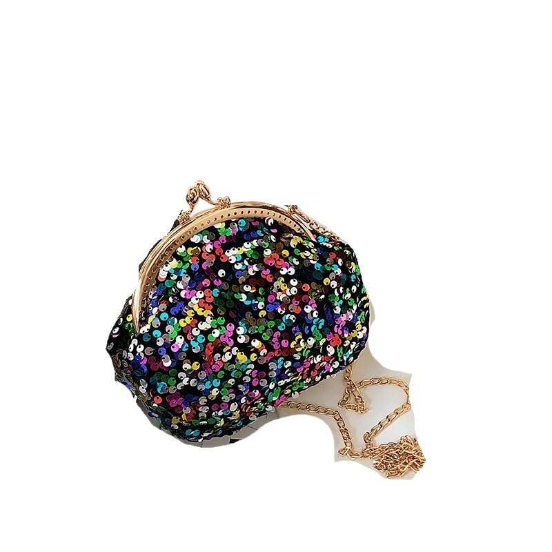 Bolso de Mano con Perlas para Fiesta, diseño Moderno, para Mujer, Bandolera con Cadena, para Boda, de Noche (Negro)