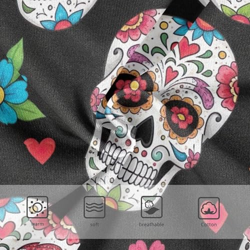 Vibrant Floral Skulls Black Little Girl Panties Toddler Underwear Floral Cotton Flower Briefs Kids Undies 2t3