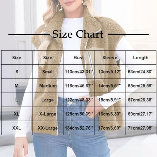 Fleece Vest for Women Fuzzy Sherpa Warm Sleeveless Jacket Faux Shearling Casual Zip Up Stand Collar Vests Outerwear3